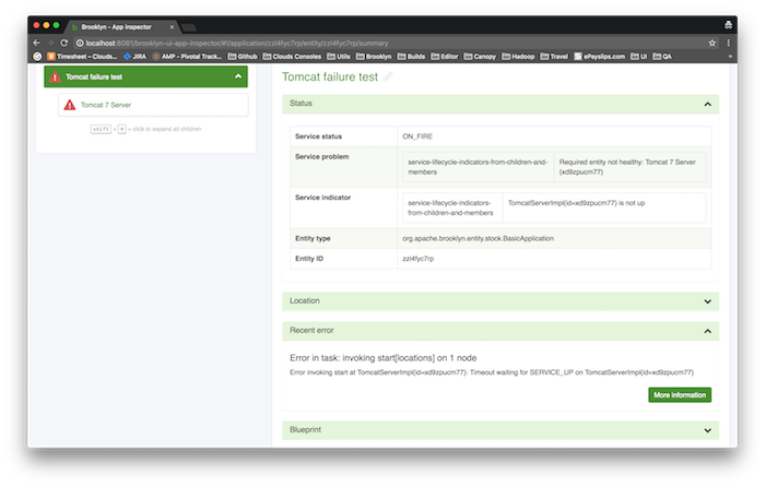 External error in the Brooklyn debug console.